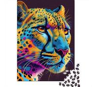 Puzzle carré créatif en Bois représentant Un guépard, 500 pièces (52 x 38 cm), pour Adultes