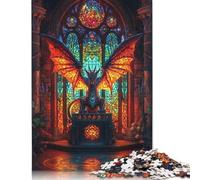 Puzzle carré créatif en Bois représentant Une Statue de Dragon dans Une Salle Gothique, 1 000 pièces, pour Adultes, Jeu intellectuel, 1 000 pièces (75 x 50 cm)