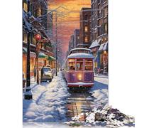 Puzzle carré créatif en Toile d'hiver nostalgique de 1 000 pièces pour Adultes, Jeu éducatif en Bois pour Adultes (75 x 50 cm)