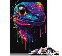Puzzle carré créatif Gecko coloré 1000 pièces pour Adultes et Puzzles en Bois, Jeux Anti-Stress et Cadeaux de Noël Uniques (75 x 50 cm)