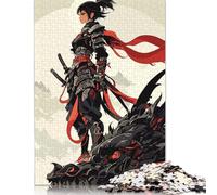 Puzzle carré créatif « Guerrier samouraï avec Dragon » pour Adultes, Puzzle en Bois, décoration intérieure, 1000 pièces (75 x 50 cm)
