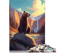 Puzzle carré créatif Into The Wild Bear King pour Adultes, 1 000 pièces (75 x 50 cm), Jeux de défi Uniques en Bois