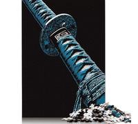 Puzzle carré créatif Katana Bleu 1000 pièces pour Adultes, Jeu intellectuel en Bois (75 x 50 cm)