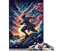 Puzzle carré créatif Samouraï Tempête Foudre 1000 pièces pour adultes et puzzle en bois Jouet Jeu intellectuel 1000 pièces (75x50 cm)