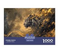 Puzzle carré créatif Tigre doré 1000 pièces pour Adultes et Puzzles en Bois, Jeu Stimulant 1000 pièces (75 x 50 cm)