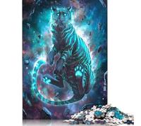 Puzzle carré créatif « Tigre Nébuleuse » de 1 000 pièces pour Adultes, Puzzles en Papier, Jeux de Puzzle Anti-Stress et Cadeaux de Noël Uniques 38 x 26 cm/1 000 pièces