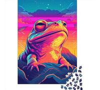 Puzzle carré créatif Vintage de 500 pièces pour Adultes, Motif Grenouilles au Coucher du Soleil, Jeu intellectuel en Bois, 500 pièces (52 x 38 cm)