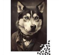 Puzzle carré créatif Vintage Husky de 1000 pièces pour Adultes et Puzzles en Bois, Jeu Stimulant, 1000 pièces (75 x 50 cm)