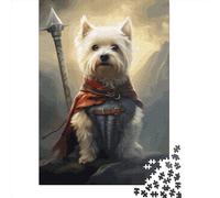 Puzzle carré créatif Westie Viking de 1000 pièces pour Adultes et Puzzles en Bois, Jeu Stimulant, 1000 pièces (75 x 50 cm)