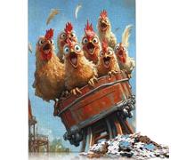 Puzzle carré de 1 000 pièces de Poulets sur Montagnes Russes pour Adultes, Puzzles en Bois, Jouets de Divertissement Familial, 1 000 pièces (75 x 50 cm)
