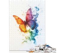Puzzle carré de 1 000 pièces en Bois représentant des Papillons Arc-en-Ciel pour Adultes, idéal comme Cadeau de Noël (75 x 50 cm).