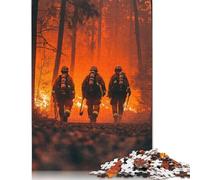 Puzzle carré de 1 000 pièces pour Adultes, thème Pompiers, feu de forêt, Puzzle en Bois, activité familiale, 1 000 pièces (75 x 50 cm)