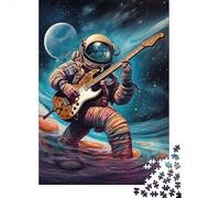Puzzle carré de 1 000 pièces représentant Un Astronaute Jouant de la Guitare pour Adultes, Puzzle en Bois éducatif, Jeu Familial, 1 000 pièces (75 x 50 cm)