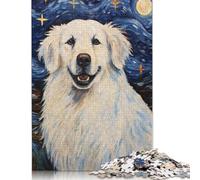 Puzzle carré de 1 000 pièces représentant Un Chien de Montagne des Pyrénées pour Adultes, Puzzle en Bois, activité familiale, 1 000 pièces (75 x 50 cm)