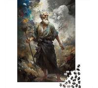 Puzzle carré de 1 000 pièces représentant Un Dieu Nordique à la Barbe Blanche pour Adultes et Puzzles en Bois pour Cadeaux de Noël (1 000 pièces, 75 x 50 cm)