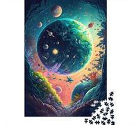 Puzzle carré de 1 000 pièces représentant Un Paysage Spatial Fou pour Adultes, Puzzle en Bois, Jouet éducatif et éducatif (1 000 pièces, 75 x 50 cm)