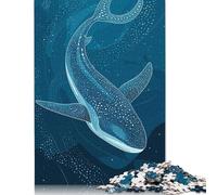 Puzzle carré de 1 000 pièces représentant Un Requin-Baleine dans Une mer d'un Bleu Profond pour Adultes, Puzzle en Bois, décoration Murale, Cadeaux de Noël, 1 000 pièces (75 x 50 cm)