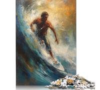 Puzzle carré de 1 000 pièces représentant Un Surfeur, Peinture à l'huile, pour Adultes, Puzzle en Bois, Jouet éducatif, 1 000 pièces (75 x 50 cm)