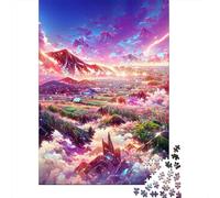 Puzzle carré de 1000 pièces (38 x 26 cm) représentant des Plaines et des Montagnes, idéal pour Adultes. Jeu éducatif et ludique.