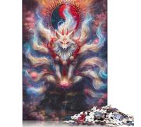 Puzzle carré de 1000 pièces avec esprit de renard à neuf queues pour adultes, puzzle en bois, jeu pratique, 1000 pièces (75 x 50 cm)