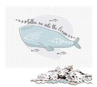 Puzzle carré de 1000 pièces « Baleine Mignonne Qui me Suit » pour Adultes et Puzzles en Bois, Jeu éducatif et défi, 1000 pièces (75 x 50 cm)