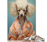 Puzzle carré de 1000 pièces Chien Caniche dans Kimono pour Adultes Puzzle en Bois Jeu éducatif pour Enfants 1000 pièces(75x50cm)