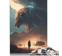 Puzzle Carré de 1000 Pièces de Science-Fiction Lion pour Adultes, Puzzle en Bois, Jeux de Défi Uniques, 1000 Pièces (75x50cm)