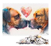 Puzzle carré de 1000 pièces « Deux Chiens Qui s'aiment » pour Adultes, Puzzle en Bois, Jouet de Divertissement Familial, 1000 pièces (75 x 50 cm)