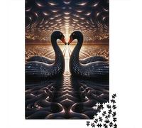 Puzzle carré de 1000 pièces en Bois représentant Un Cygne, idéal pour Adultes et Jeux éducatifs en Famille (75 x 50 cm).