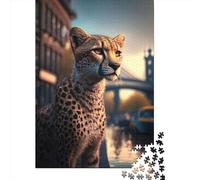 Puzzle carré de 1000 pièces « Guépard en Europe » pour Adultes, Puzzle en Papier, Jeu éducatif Familial, 38 x 26 cm / 1000 pièces