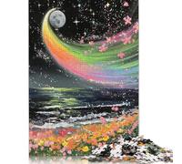 Puzzle carré de 1000 pièces « Nuit étoilée et Champs Arc-en-Ciel » pour Adultes, Puzzle en Bois, Jeu éducatif pour Enfants, 1000 pièces (75 x 50 cm)