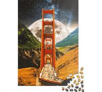 Puzzle carré de 1000 pièces « Pont vers Le Pays Fantastique » pour Adultes et Enfants, en Bois, Cadeau de Noël, 1000 pièces (75 x 50 cm)