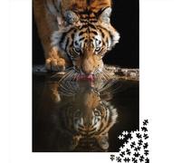 Puzzle carré de 1000 pièces « Reflet du Tigre » pour Adultes et Jeux éducatifs en Bois pour Toute la Famille (75 x 50 cm).