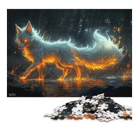 Puzzle carré de 1000 pièces Renard de Feu pour Adultes et Puzzles en Bois, décoration intérieure (75 x 50 cm)