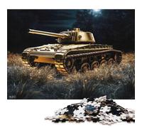 Puzzle carré de 1000 pièces représentant des Chars de Combat de la Seconde Guerre Mondiale, en Bois, pour Adultes et Toute la Famille (75 x 50 cm).