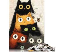 Puzzle carré de 1000 pièces représentant des Chats de Dessin animé, en Bois, pour Adultes et Toute la Famille (75 x 50 cm).