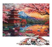 Puzzle carré de 1000 pièces représentant des Fleurs de Cerisier, Style Japonais, pour Adultes et Jeux éducatifs en Bois (75 x 50 cm).