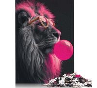 Puzzle carré de 1000 pièces représentant des Lions et des Animaux Amusants, idéal pour Adultes et comme Cadeau de Noël (38 x 26 cm).