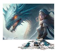 Puzzle carré de 1000 pièces représentant la fée des Glaces et Son Dragon, pour Adultes. Jeu de Puzzle en Papier, Divertissement Familial, 38 x 26 cm / 1000 pièces.