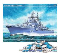 Puzzle carré de 1000 pièces représentant Le Destroyer de l'amiral Ouchakov, idéal pour Adultes et comme Cadeau de Noël (38 x 26 cm).