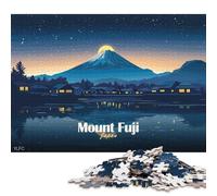 Puzzle carré de 1000 pièces représentant Le Mont Fuji de Nuit, pour Adultes et Jeu éducatif en Bois (75 x 50 cm).