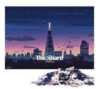 Puzzle carré de 1000 pièces représentant The Shard London en Pixel Art, pour Adultes, Puzzle en Bois, Jeu de Manipulation, 1000 pièces (75 x 50 cm)