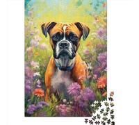 Puzzle carré de 1000 pièces représentant Un Adorable Chiot Boxer, idéal pour Les Adultes. Puzzle en Papier, Cadeau de Noël Parfait. Dimensions : 38 x 26 cm.