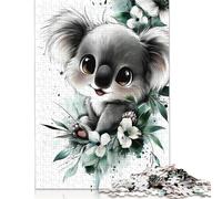 Puzzle carré de 1000 pièces représentant Un Adorable Koala, en Bois, pour Adultes et Jeu éducatif (75 x 50 cm).