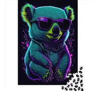 Puzzle carré de 1000 pièces représentant Un Adorable Koala fantaisiste, idéal pour Adultes et Enfants. 38 x 26 cm. Cadeau de Noël.