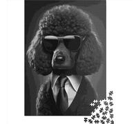 Puzzle carré de 1000 pièces représentant Un Caniche Noir, pour Adultes et Enfants (38 x 26 cm). Jeu éducatif en Papier.