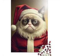 Puzzle carré de 1000 pièces représentant Un Chat et Le Père Noël, idéal pour Adultes et Jeux éducatifs en Bois pour Toute la Famille (75 x 50 cm).