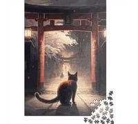 Puzzle carré de 1000 pièces représentant Un Chat, Style Japonais, pour Adultes et Enfants. Jeu de Puzzle en Papier, 38 x 26 cm.