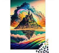 Puzzle carré de 1000 pièces représentant Un château sur Une île, pour Adultes. Jeu de Puzzle en Papier, 38 x 26 cm.