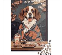Puzzle carré de 1000 pièces représentant Un Chien Breton pour Adultes, Puzzle en Bois, décoration Murale, Cadeau de Noël, 1000 pièces (75 x 50 cm)